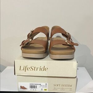 Life Stride GoodieTan Belgium Brown Buckle Sandals